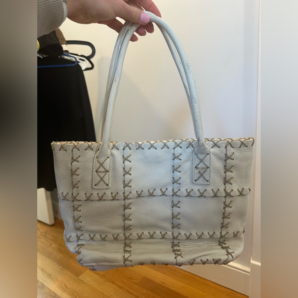 Berge Italian Leather Stitched Tote Bag